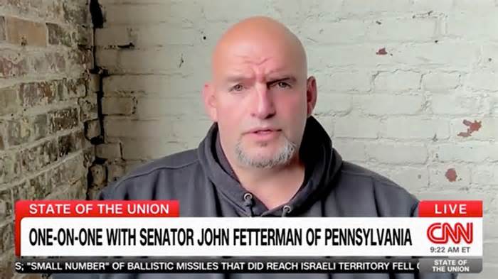 Sen. John Fetterman joins CNN's Jake Tapper on Sunday, April 14, 2024.