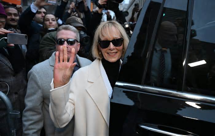 Writer E. Jean Carroll waves as she leaves federal court after the verdict in her defamation case against former US president Donald Trump in New York on January 26, 2024. Former US president Donald Trump was ordered January 26 by a New York jury to pay $83 million in damages to writer E. Jean Carroll, whom he publicly insulted and called a liar for alleging that he sexually assaulted her. The jury reached its decision after slightly less than three hours of deliberations. Trump made multiple comments about Carroll while he was president, demeaning her in the wake of her allegation of a 1990s assault.
