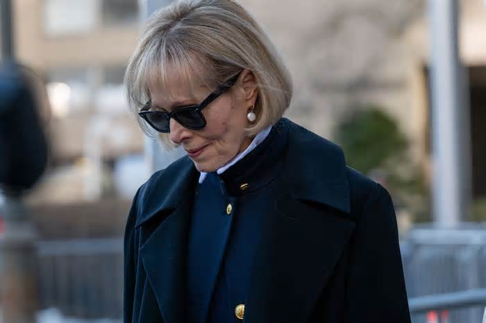 NEW YORK, NEW YORK - JANUARY 22: E. Jean Carroll leaves Manhattan federal court in New York as her defamation suit against former president Donald Trump has been postponed after a juror and one of Trump’s lawyers reported feeling ill on January 22, 2024 in New York City. Carroll, who sued Trump for defaming her when he was president, was expected to conclude her case by Monday afternoon, after which Trump's defense case would have started. He is listed as one of only two defense witnesses and has said he plans to testify. (Photo by Spencer Platt/Getty Images) (Photo: Spencer Platt via Getty Images)