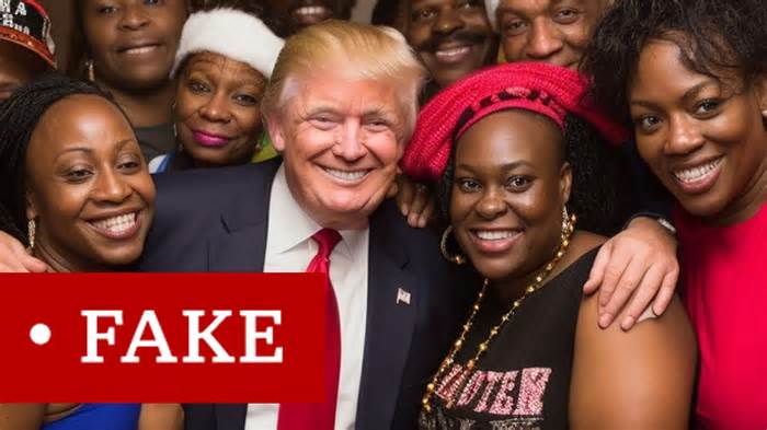 This image, created by a radio host and his team using AI, is one of dozens of fakes portraying black Trump supporters