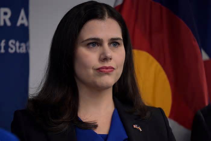 Colorado Secretary of State Jena Griswold unveiled legislative priorities, which includes legislation pertaining to artificial intelligence, fake electors schemes, and Tribal engagement in election processes at the office in Denver on Jan. 25, 2024.