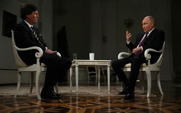 Putin and Carlson at the Kremlin in Moscow