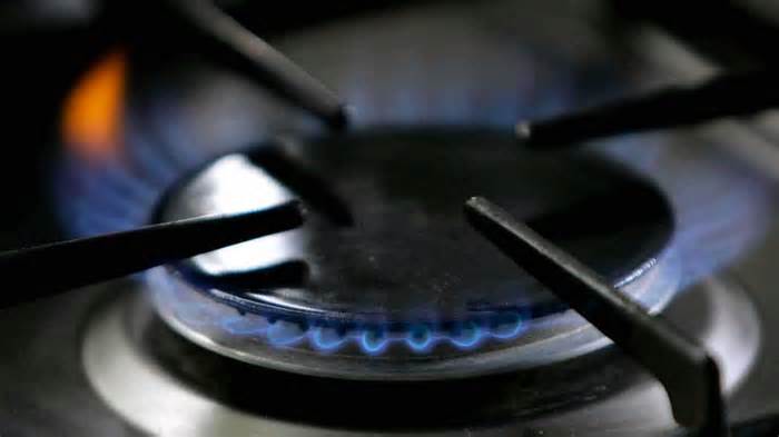 A gas-lit flame burns on a natural gas stove on Jan. 11, 2006. The Republican-controlled House is taking up legislation that GOP lawmakers say would protect gas stoves from over-zealous government regulators. (AP Photo/Thomas Kienzle, File)