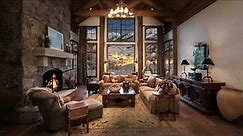 Living Room with a Charming Stone Fireplace