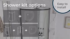 OVE Decors Breeze 32 in. L x 32 in. W x 76.97 in. H Corner Shower Kit with Clear Framed Sliding Door in Black and Shower Pan 15SKC-BREE32-BL