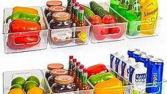 Hourleey 8 Pack Refrigerator Organizer, 10" Small Size Clear Plastic Fridge Storage with Cutout Handles, Kitchen Storage for Fridge, Freezer, Kitchen Cabinet, Pantry Organization and Storage