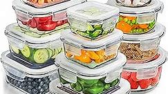 PrepNaturals 13 Pack Glass Meal Prep Containers - Dishwasher Microwave Freezer Oven Safe - Glass Storage Containers with Lids (Multi-Compartment)