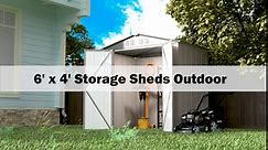 Catrimown 6' x 4' Storage Sheds Outdoor, Utility Shed & Outdoor Storage for Garden Lawn, 6x4 FT Backyard Bike Shed with Lockable Door and Air Vent (Dark Grey)