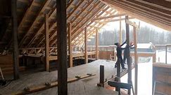 Another Cold Snowy Day, Building a Huge Post And Beam Building. Off Grid Homesteading.