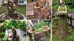 50+ Inspiring Tree Stump Garden ideas for garden outdoor
