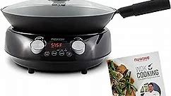 Nuwave Mosaic Induction Wok, Precise Temp Controls 100°F-575°F in 5°F, Wok Hei, Infuse Complex Charred Aroma & Flavor, 3 Wattage 600, 900 & 1500, Authentic 14-inch Carbon Steel Wok & Cookbook Included