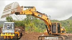 Large Excavator And Bulldozer Working