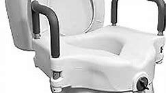 E-Z Lock Raised Toilet Seat with Handles, 4.5" Toilet Seat Riser with Arms, Fits Most Elongated and Round Toilets, Handicap Toilet Seat with Handles, Handicap Toilet Seat