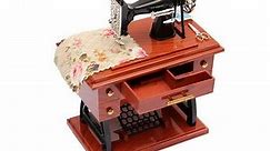 Vintage Music Box Mini Sewing Machine Style Mechanical Birthday Gift Table Decor