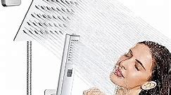 Rain Shower Head with Handheld Spray, 6'' High Pressure Square Shower Head with 2 in 1 Handhead Showerhead, Dual Shower Heads with 60'' Hose