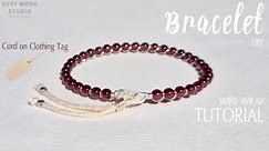 Simple wire wrap bracelet with a cord of clothing tag| Bracelet Tutorial| DIY Jewelry |How to make