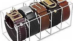 NIUBEE Belt Organizer, Acrylic Belt Storage Holder for The Closet, 5 Compartments Display Case for Tie and Bow Tie