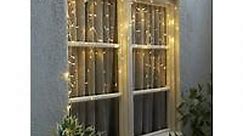 Battery Operated Indoor/Outdoor Icicle Christmas Curtain Lights