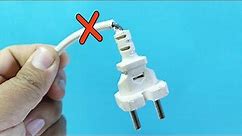 Permanently repair the failure of the plug of electrical devices!trick to fix a faulty power cord.