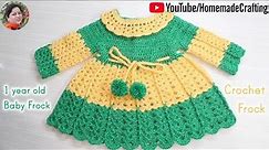 Crochet 1 year old Baby Woolen Frock | Frilly Frock