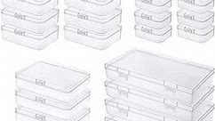 24 Pieces Mixed Sizes Rectangular Empty Mini Clear Plastic Organizer Storage Box Containers with Hinged Lids for Small Items and Other Craft Projects