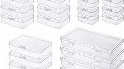 Goodma 24 Pieces Mixed Sizes Rectangular Empty Mini Clear Plastic Organizer Storage Box Containers with Hinged Lids for Small Items and Other Craft Projects
