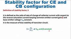 Stablity factor for CB and CE configuration in english