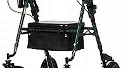 ELENKER All-Terrain Upright Rollator Walker, Stand Up Rolling Walker with 10’’Big PU Wheels and Adjustable Padded Armrests for Seniors from 4’8”to 6'4”, Green