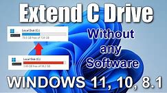 ✨How to Extend C Drive in Windows 11,10,8.1 Without any Software.Fix Extend Volume Option Greyed Out