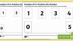 Numbers 0-5: Ordering: Position the number