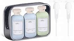 10 oz/3Pcs Travel Shampoo and Conditioner Bottle Set, Plastic Empty Squeeze Bottles Refillable Containers for Lotion, Cream, Leak Proof Empty Lotion Bottles with Flip Cap(Blue+Green)