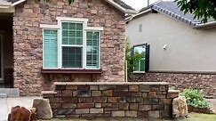 34” tall cinder block wall with veneer stone and 12”x12” concrete footer. | Stone Palace