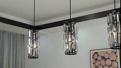Black Pendant lamp Modern Pendant lamp, Mini Crystal Pendant lamp, Adjustable Pendant lamp for Kitchen, Dining Room, Bedroom(Black Pack of 2)