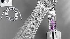 Handheld Power Shower Head,Vortex Shower Head with ON/Off and Pause Switch,Removable Propeller Driven Shower Head,Water Saving 360 Power Shower Head,Hydro Jet Shower Head (Silver shower head)