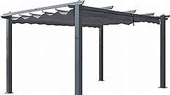 MUPATER 10' x 10' Aluminum Outdoor Pergola Gazebo with Retractable Canopy for Patio, Premium Pergola Garden Shelter with Removable Canopy and Ground Stakes, Grey