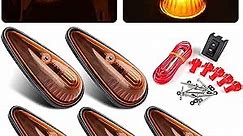 5Pcs Amber Teardrop Cab Marker Lights 9LED Replacement for Motorhome RV Front Teardrop Cab Roof Top Marker Clearance Running Lights Van Pickup Truck Trailer Semi Lights w/Wires & Mounting Kit