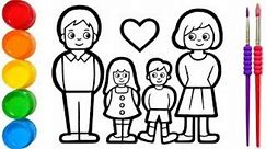 HOW TO DRAW A CUTE FAMILY DRAWING FOR BEGINNERS AND KIDS PAINTING AND COLORING STEP BY STEP EASY