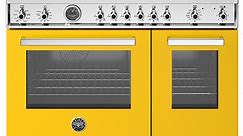 Bertazzoni Professional Series 48 in. Dual Fuel Range, 6 Brass Burners and Griddle, Electric Self-Clean Oven in Yellow - PRO486BTFEPGIT