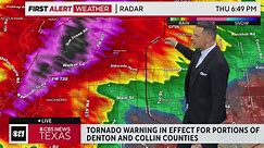Tornado warning for parts of Denton & Collin counties until 7:15 p.m.