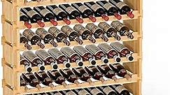 Domax Wine Rack Freestanding Floor - 8 Tiers Wine Bottle Holder 72 Bottle Stackable Wine Rack， Bamboo Wine Holder Wine Storage Racks for Kitchen, Bar, Pantry and Cellar (Yellow)