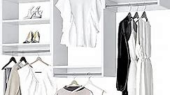 Closet Kit with Hanging Rods - Corner Closet System - Closet Shelves - Closet Organizers and Storage Shelves (White, 96 inches Wide) Closet Shelving