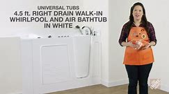 Universal Tubs HD Series 53 in L x 26 in W Right Drain Quick Fill Walk-In Whirlpool and Air Bath Tub with Powered Fast Drain in White HD2653RWD