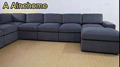 A Ainehome Living Room Furniture Modular Sectional Sofa Set with Ottomans Oversized U Shaped Sofa Set Grey Microfiber Modular Sofa Couch with Reversible Chaises for Living Room(B-Dark Grey Microfiber)