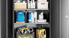 Atripark Garage Metal Storage Cabinet-36''Tall Tool Cabinets with Lockable Doors and Adjustable Shelves, Oganizer Steel Cabinet for Warehouse, School, Office, Garage, Home（Black）