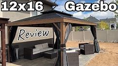 Yoleny 12x16 Double Roof Gazebo Review | Aluminum Wood Grain Look | The Perfect Backyard Addition!