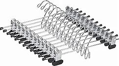 Amber Home 20 Pack Heavy Duty Add on Metal Pants Skirt Hangers, Stackable Add-on Metal Clothes Hangers with 2-Adjustable Clips, Cascading Clip Hangers Space Saving for Jeans, Slacks