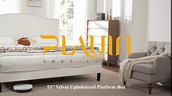 Full Platform Bed Frame 52.6" Tall Headboard Velvet Upholstered Tufted Wingback Bed/No Box Spring Needed/Easy Assembly/Grey