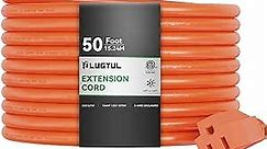 50 FT 12/3 Outdoor Extension Cord Waterproof, Heavy Duty 12 Gauge SJTW Extension Cord, 15A 1875W, ETL Listed, Great for Garden and Home, Orange