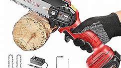 AUXTUR Mini Chainsaw 6 Inch Cordless Mini Electric Chainsaw,20V Ego Battery Operated Handheld Chain Saw,Top Hand Battery Motor Powered Chainsaws for Tree Trimming,Courtyard