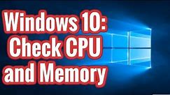 Windows 10 - Check CPU and Memory Usage
